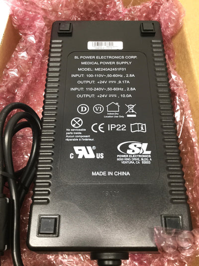 New SL Power ME240A2451F01 Medical Power Supply Adapter 100-240VAC IN, 24VDC 10A OUT