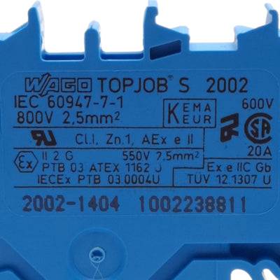 New Lot of 15 Wago 2002-1404 TOPJOB Feedthrough Terminal Block, 600V 20A, DIN Rail