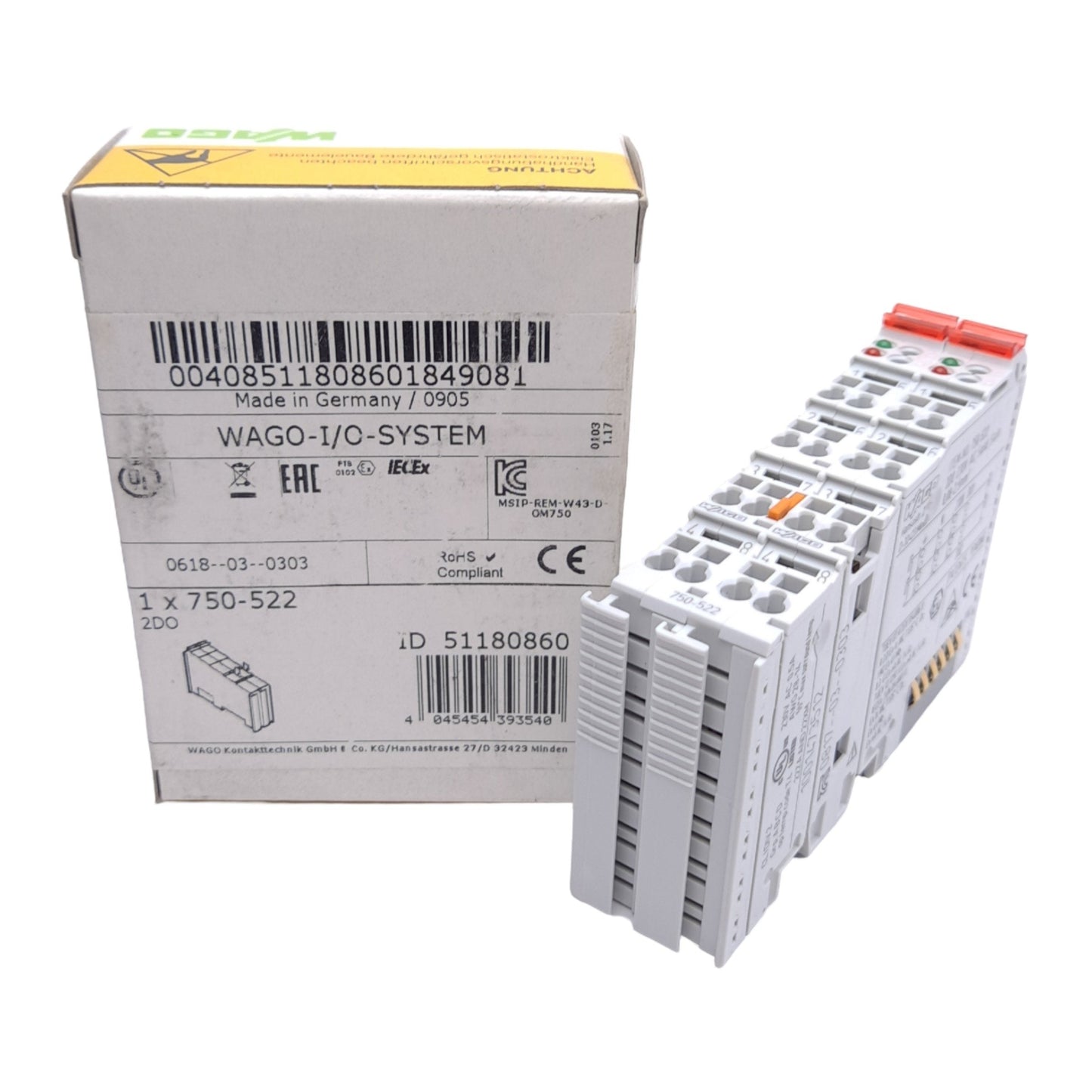 New Wago 750-522 Digital Output Module, 2-Channel, 230VAC, Solid State, DIN Rail