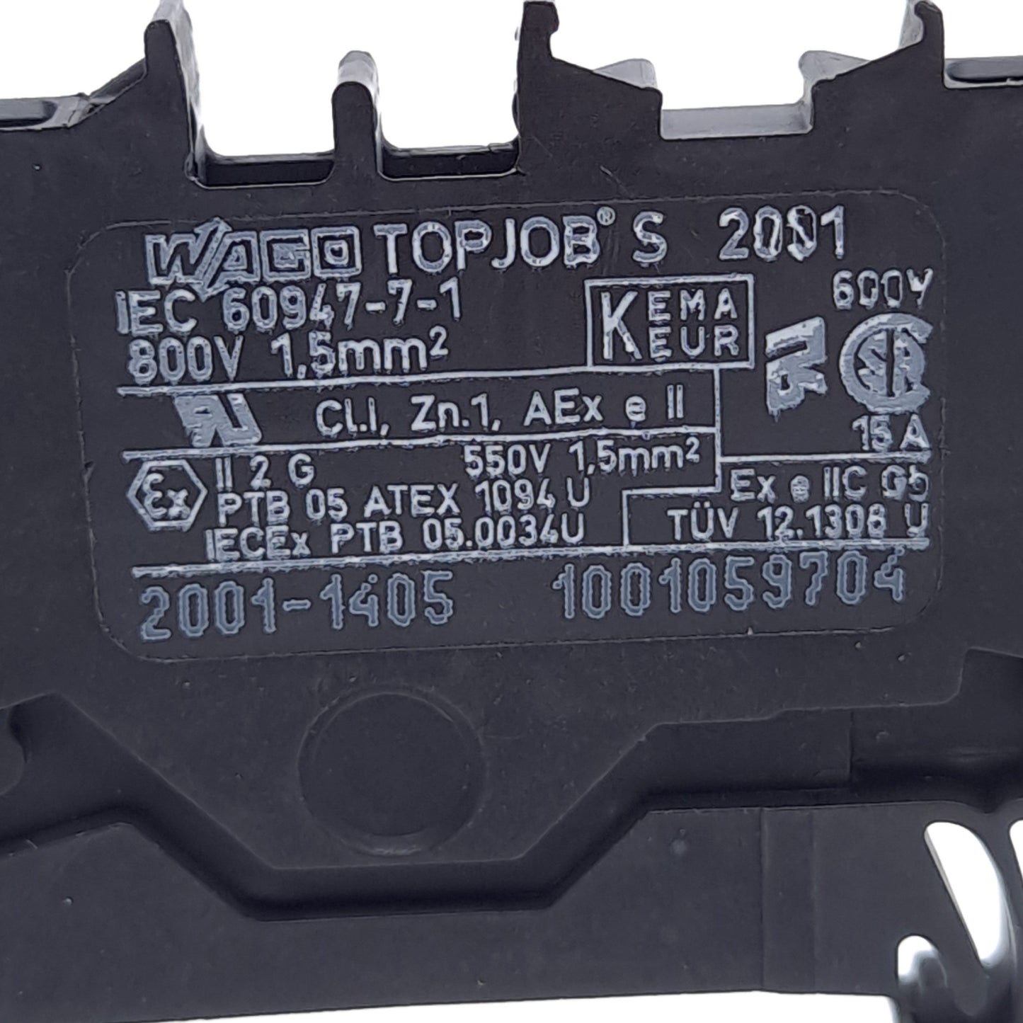 New – Open box Lot of 12 Wago 2001-1405 Terminal Block, 4-Conductor, 1-Level, DIN Rail