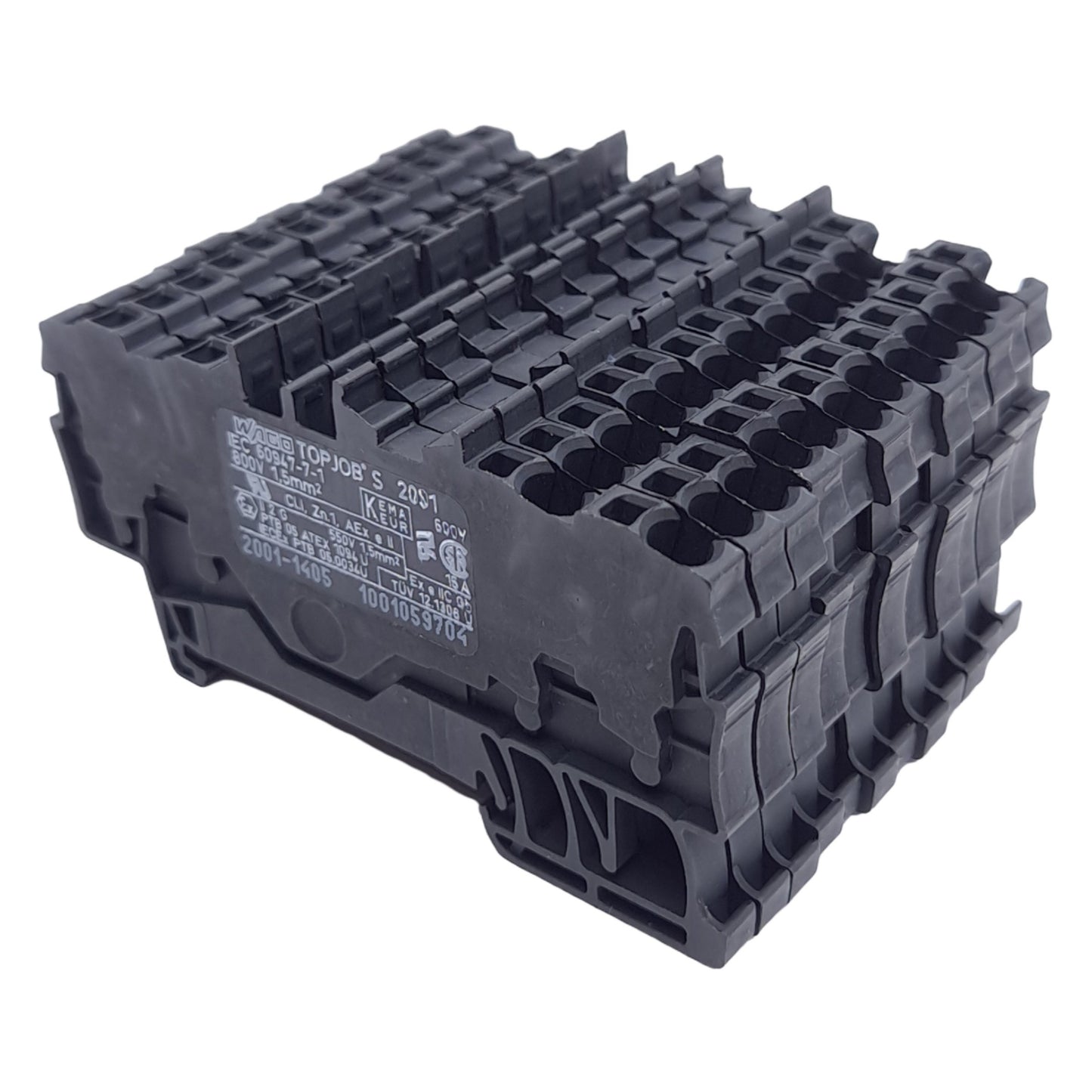 New – Open box Lot of 12 Wago 2001-1405 Terminal Block, 4-Conductor, 1-Level, DIN Rail