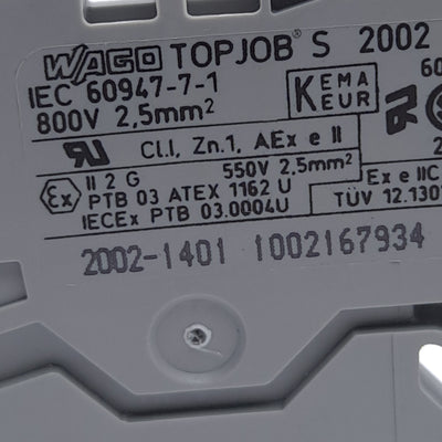 New – Open box Lot of 10 Wago 2002-1401 Terminal Block, 4-Conductor, 1-Level, DIN Rail