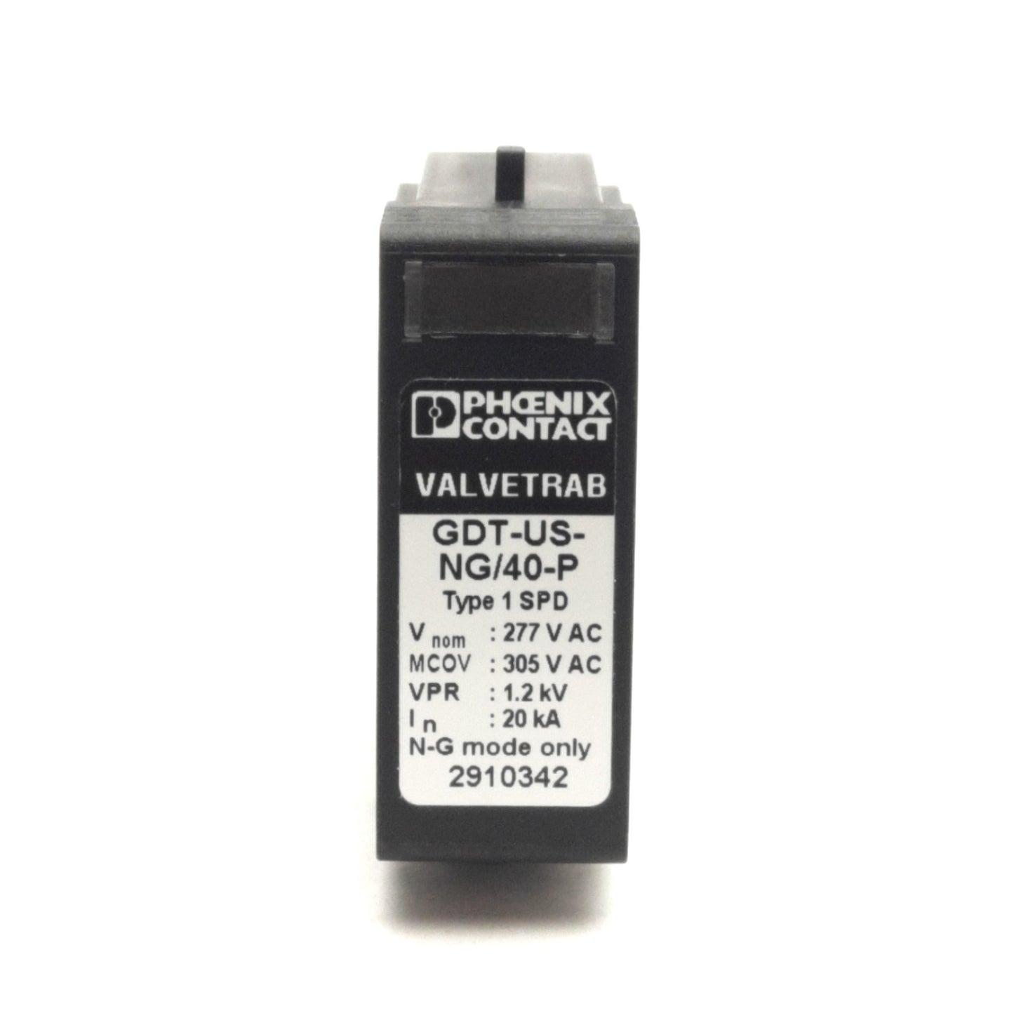 Used Phoenix Contact GDT-US-NG/40-P Valvetrab NG Surge Protector Plug 277/480VAC 20kA