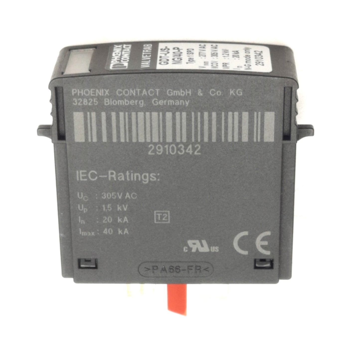 Used Phoenix Contact GDT-US-NG/40-P Valvetrab NG Surge Protector Plug 277/480VAC 20kA