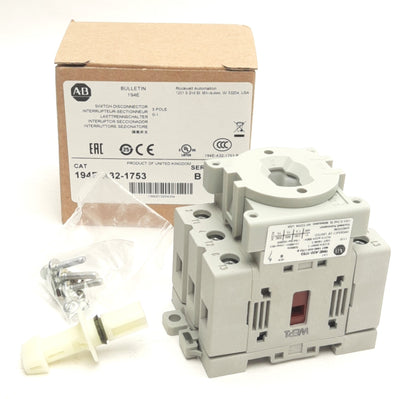 New Allen Bradley 194E-A32-1753 Disconnect Switch 3-Poles, 600VAC, 32A, DIN Rail