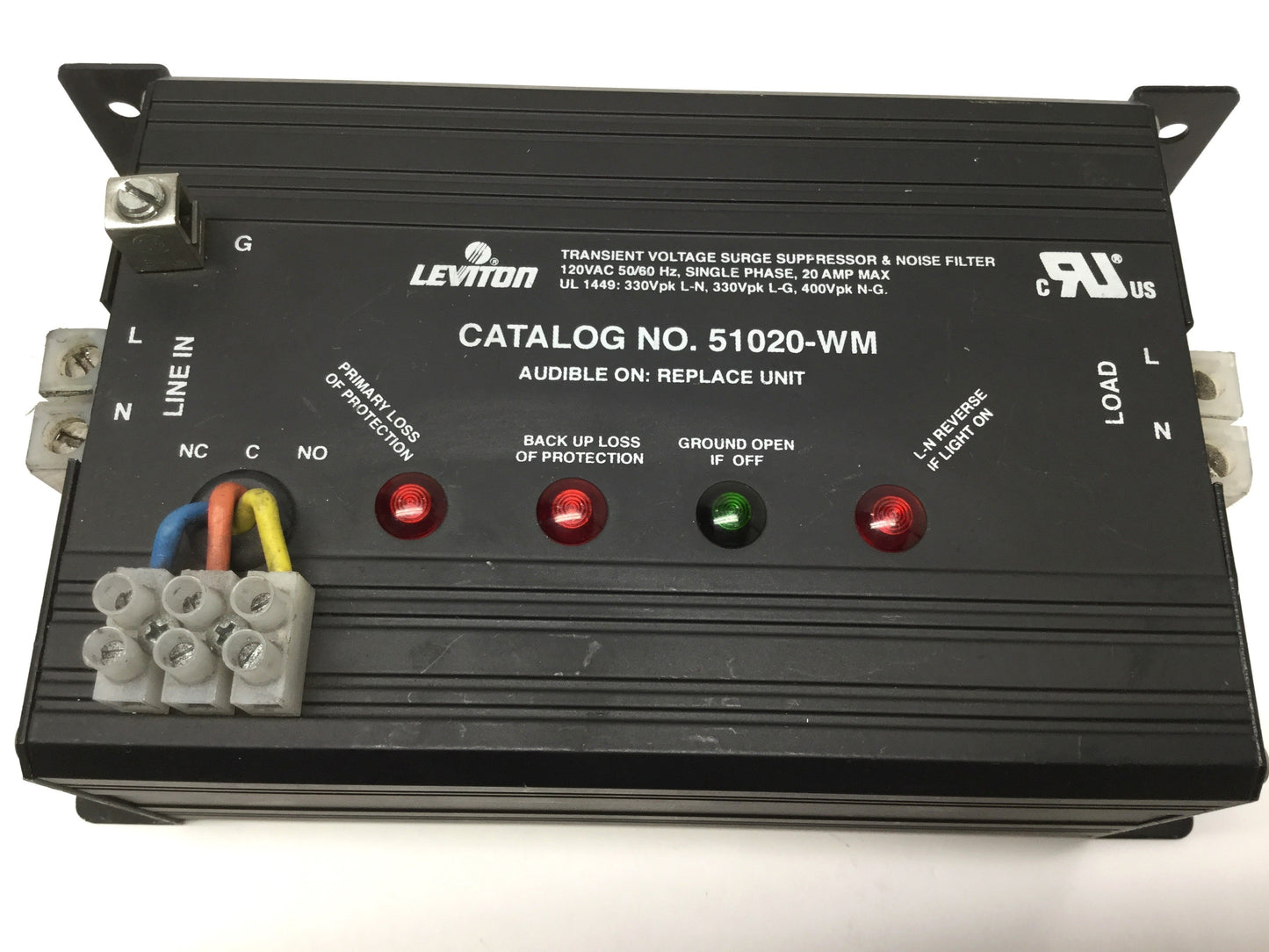 Used Leviton 51020-WM Type 4 Surge Protection Device 120VAC 50/60Hz 20A Single-Phase