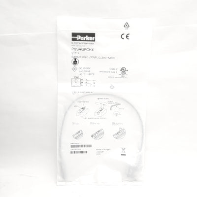 New Parker P8SAGPCHX Square Body Cylinder Sensor, 10-30VDC, PNP-NO, M8 3-Pin 0.3m