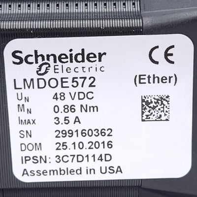 New Schneider Electric LMDOE572 Stepper Motor, Open Loop, EtherNet/IP, NEMA 23