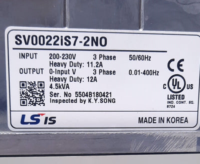 New LS SV0022IS7-2NO Variable Speed Drive AC Drive 3 Phase, 5 Phase 240V 12A