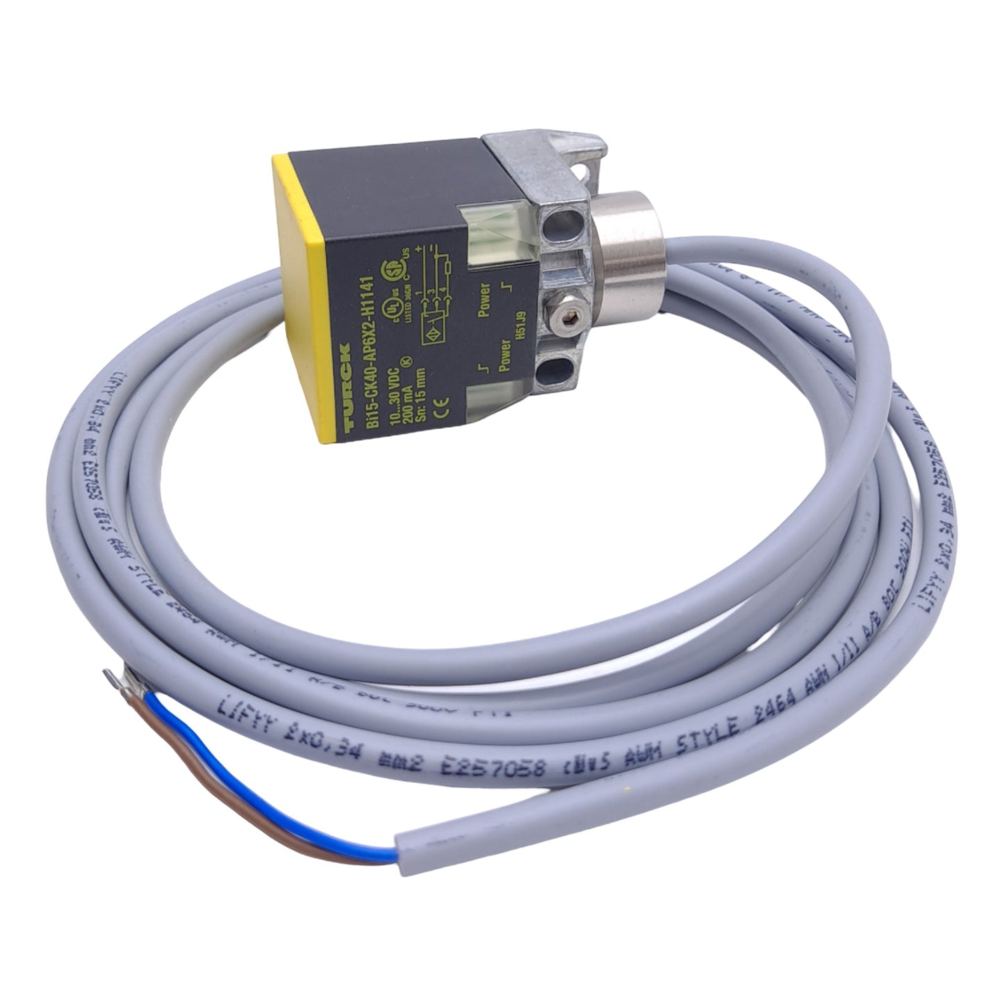 New Turck BI15-CK40-AZ3X2/S531 W/BS 2.1 Inductive Sensor, 250VAC/300VDC, 2m Cable