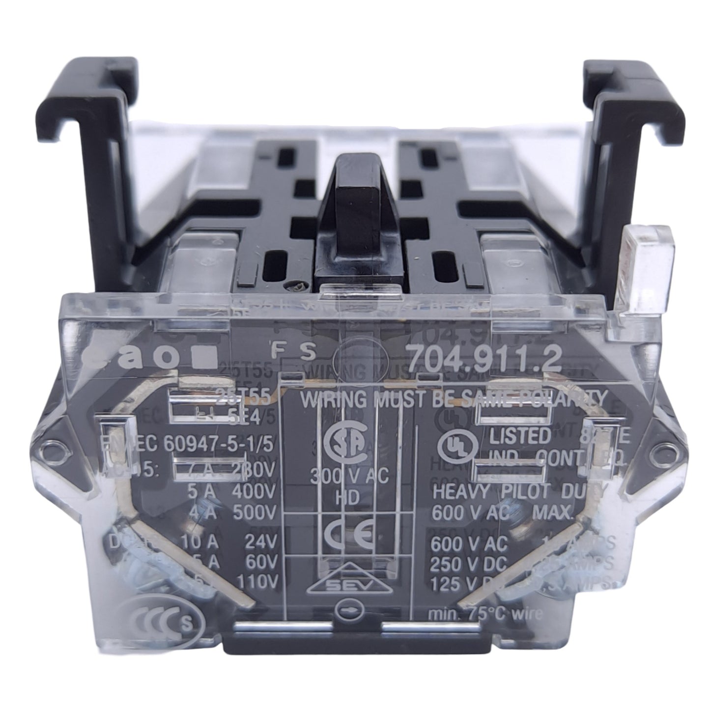 New – Open box EAO 704.911.2 Switching Element, 1 NC Contact, 10A @ 500VAC, Screw Terminal