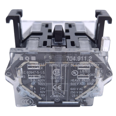 New – Open box EAO 704.911.2 Switching Element, 1 NC Contact, 10A @ 500VAC, Screw Terminal