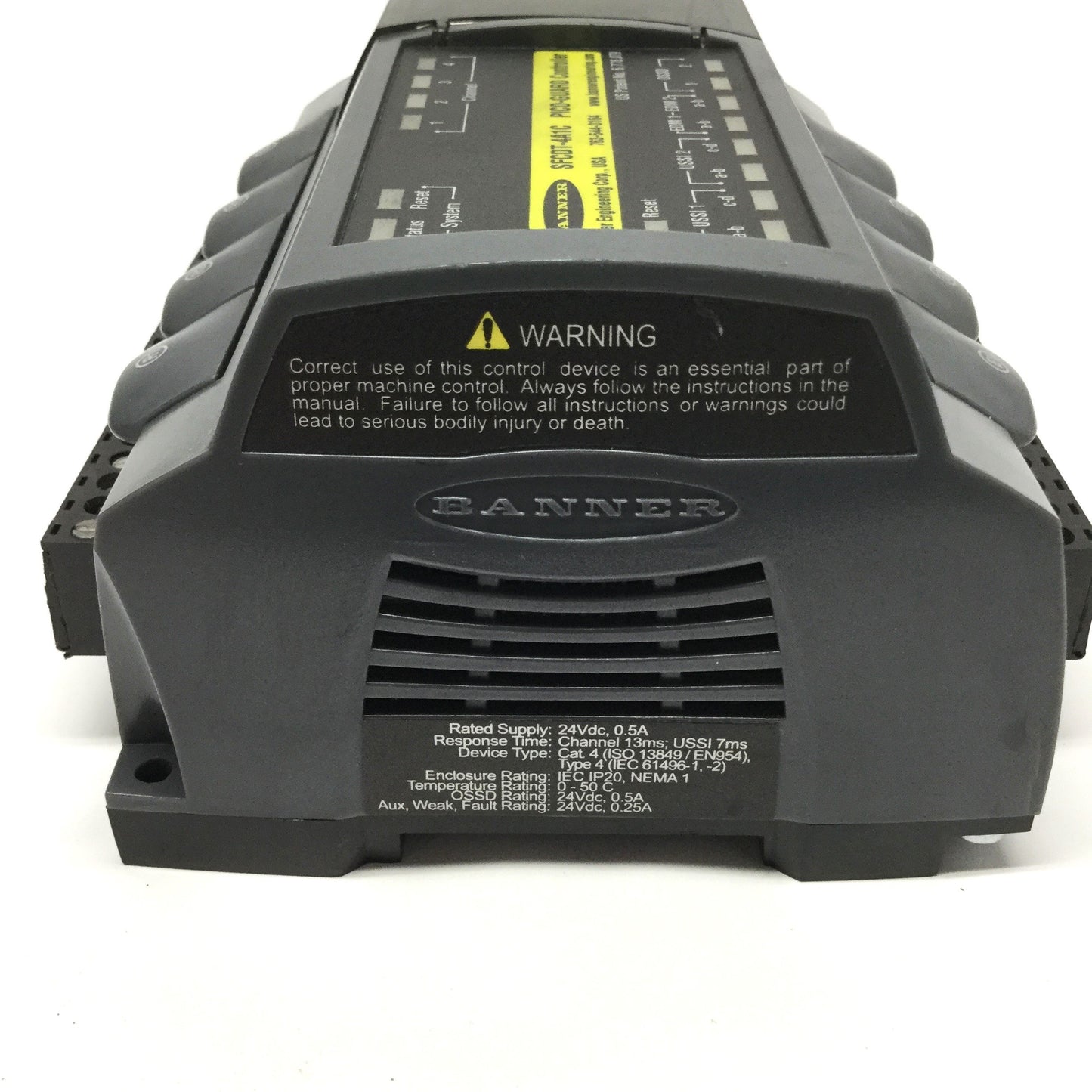 Used Banner SFCDT-4A1C PICO-GUARD Fiber Optic Sensor Safety Controller 4-Channel 24V