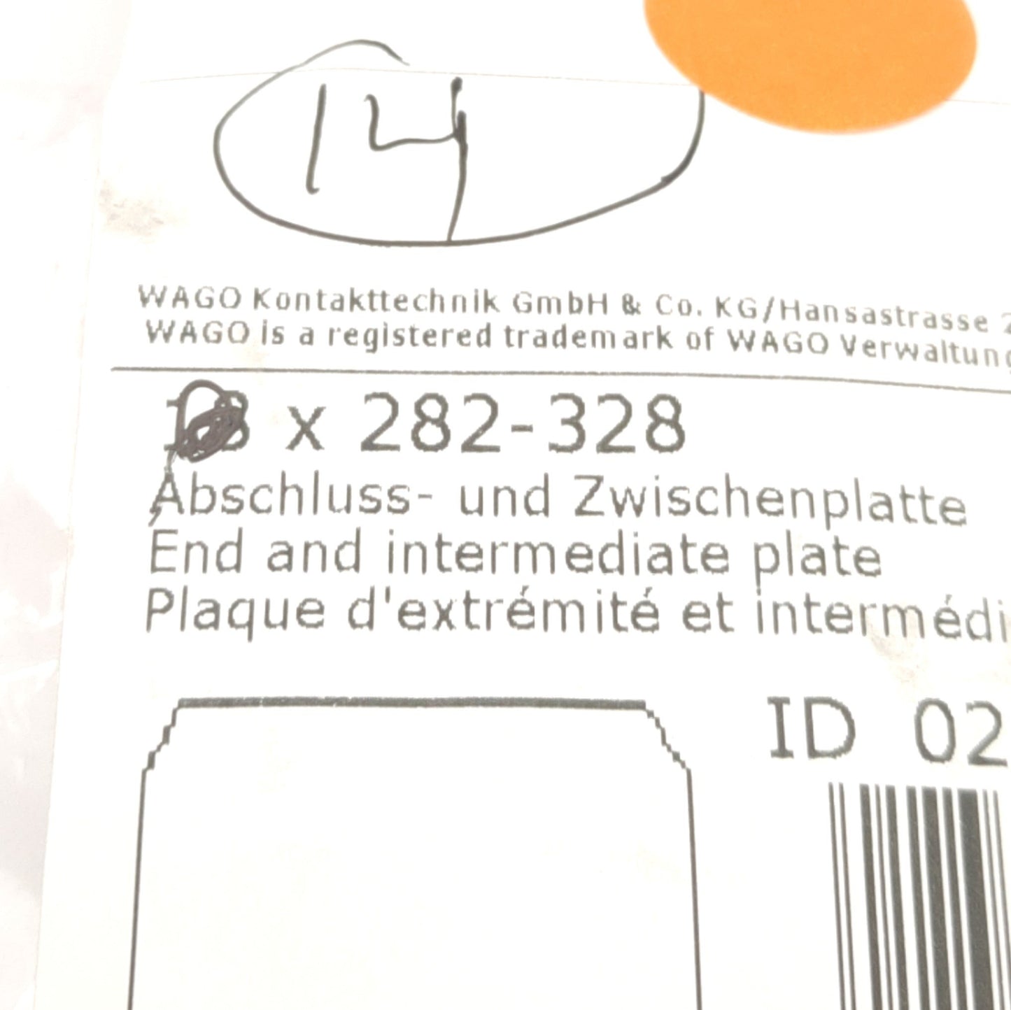 New – Open box Lot of 15 Wago 282-328 Terminal Block Intermediate & End Plates, 2.5mm Width