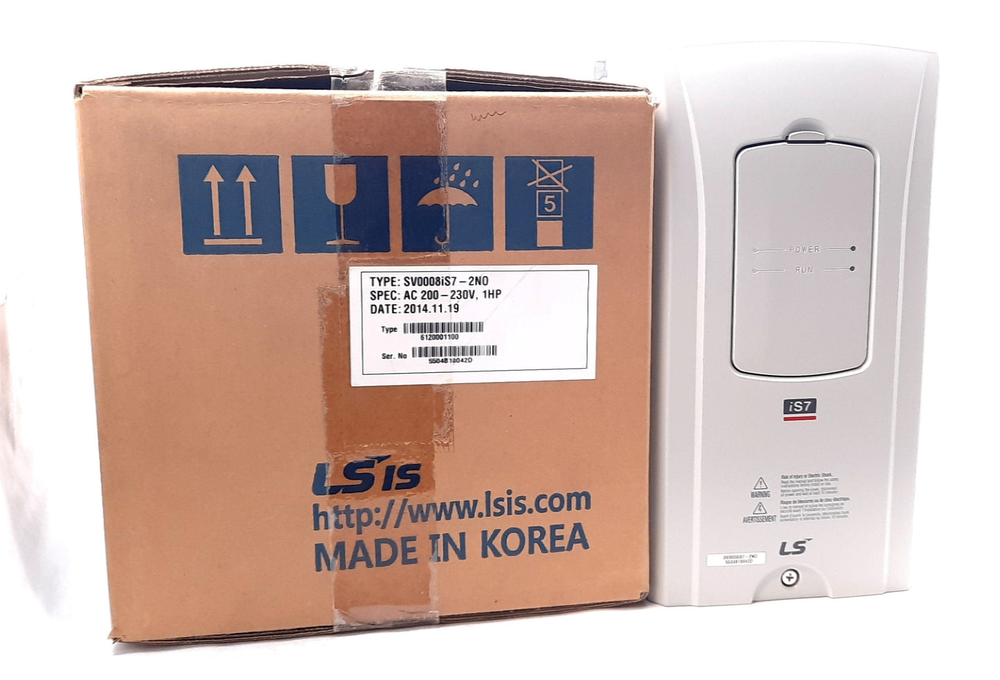 New LS Electric SV0008IS7-2NO Variable Frequency Drive 3 Phase 240VAC 8A 5A 1HP 2HP