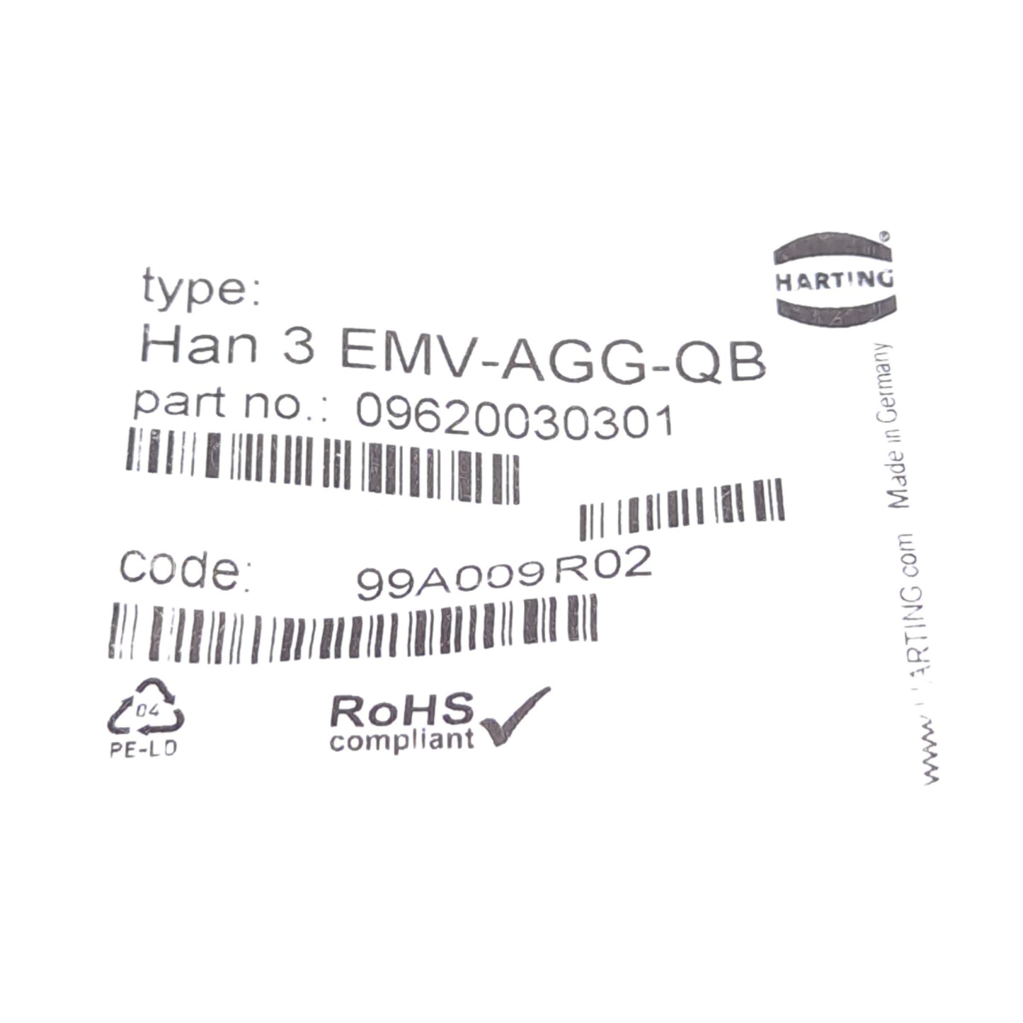 New – Open box Harting 09620030301 Bulkhead Mounted Housing, Size 3A, Locking Lever, Zinc