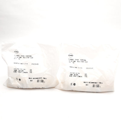 New Lot of 100 Molex 19121-0120 Flanged Spade Terminals, 12-10AWG #10 Stud, 600V
