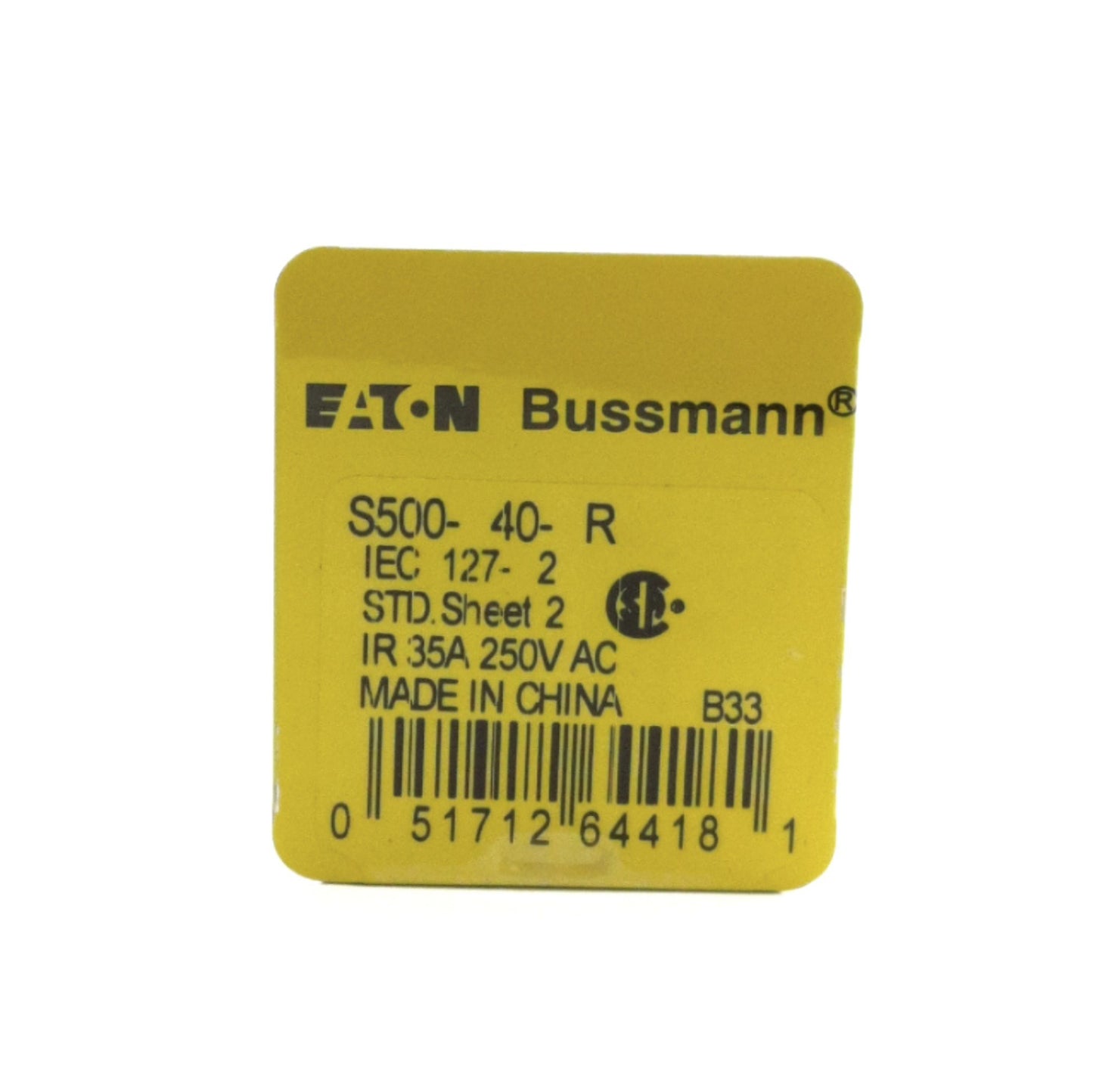 New Lot of 5 Eaton S500-40-R Bussman Cartridge Fuses 0.04A 250VAC, ø5.2mm x 20.5mm L