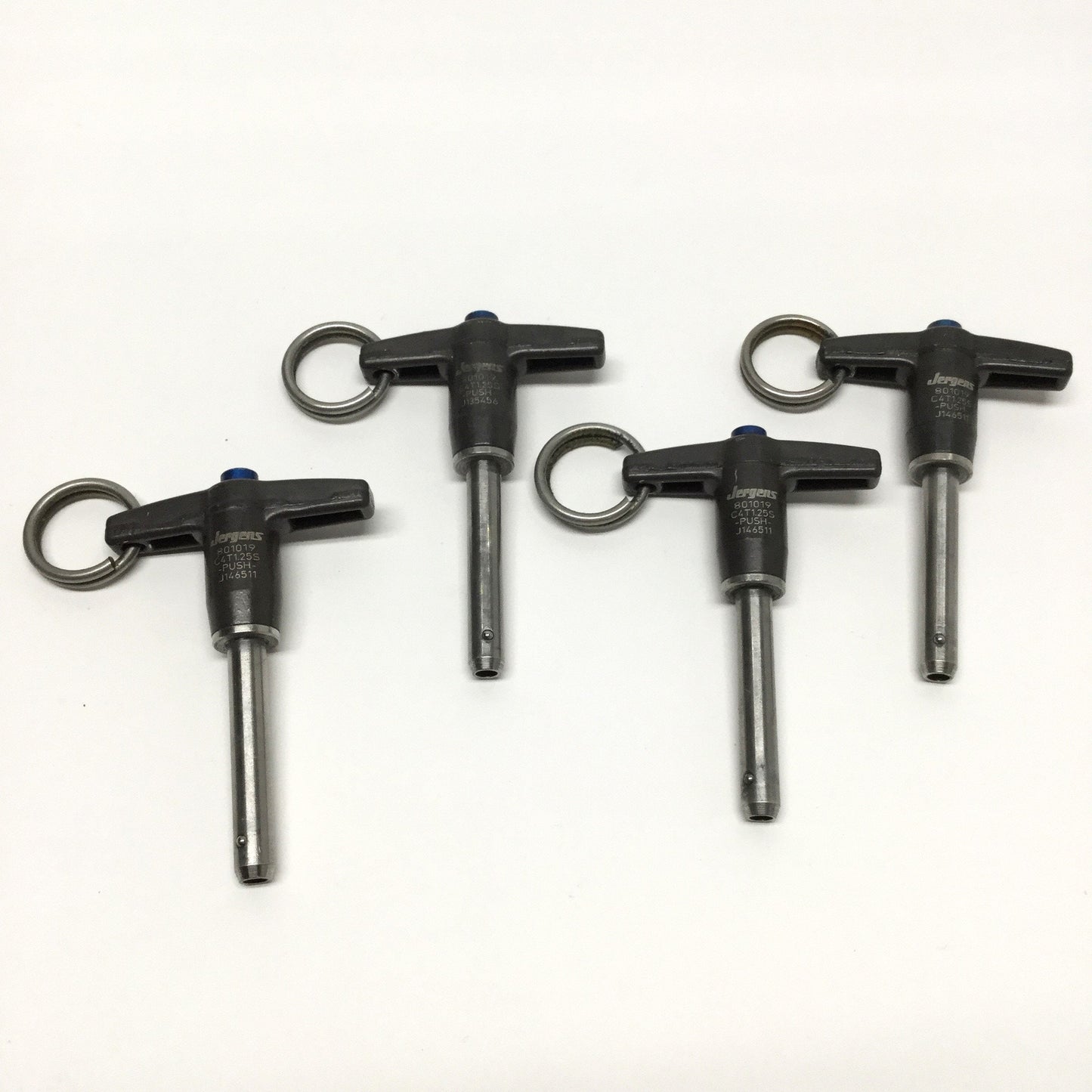 Used Lot of 4 Jergens 801019 Kwik-Lok T-Handle Quick-Release Pins Ø1/4" x 1.25" SS