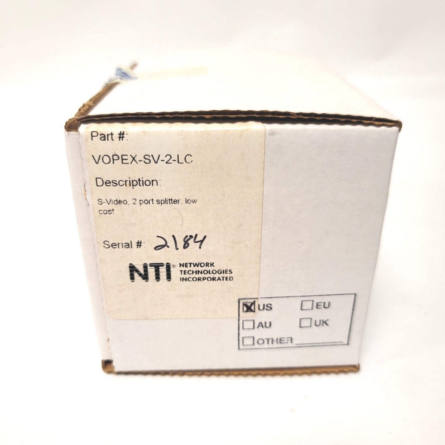 Open box NTI VOPEX-SV-2-LC 2-Port S-Video Splitter, SVGA 800x600, 150MHz, 120VAC