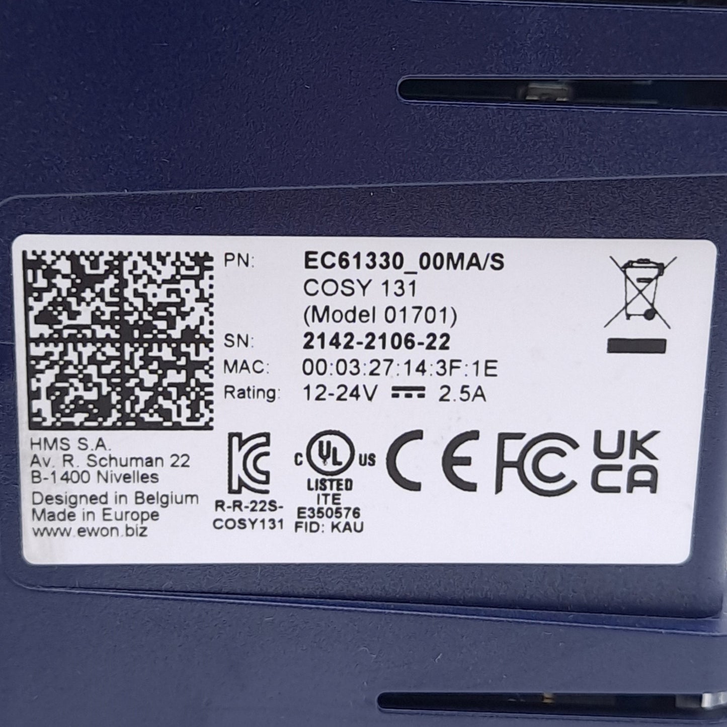 Used Ewon EC61330_00MA/S Cosy 131 Industrial Remote Access Gateway, 4x RJ45 LAN/WAN