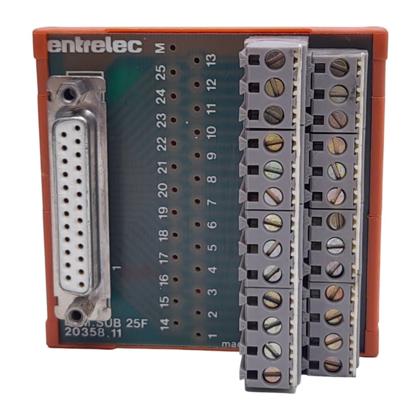 Used Entrelec BFM.SUB 25F Connector Interface Module DB25 Female to Screw Terminals