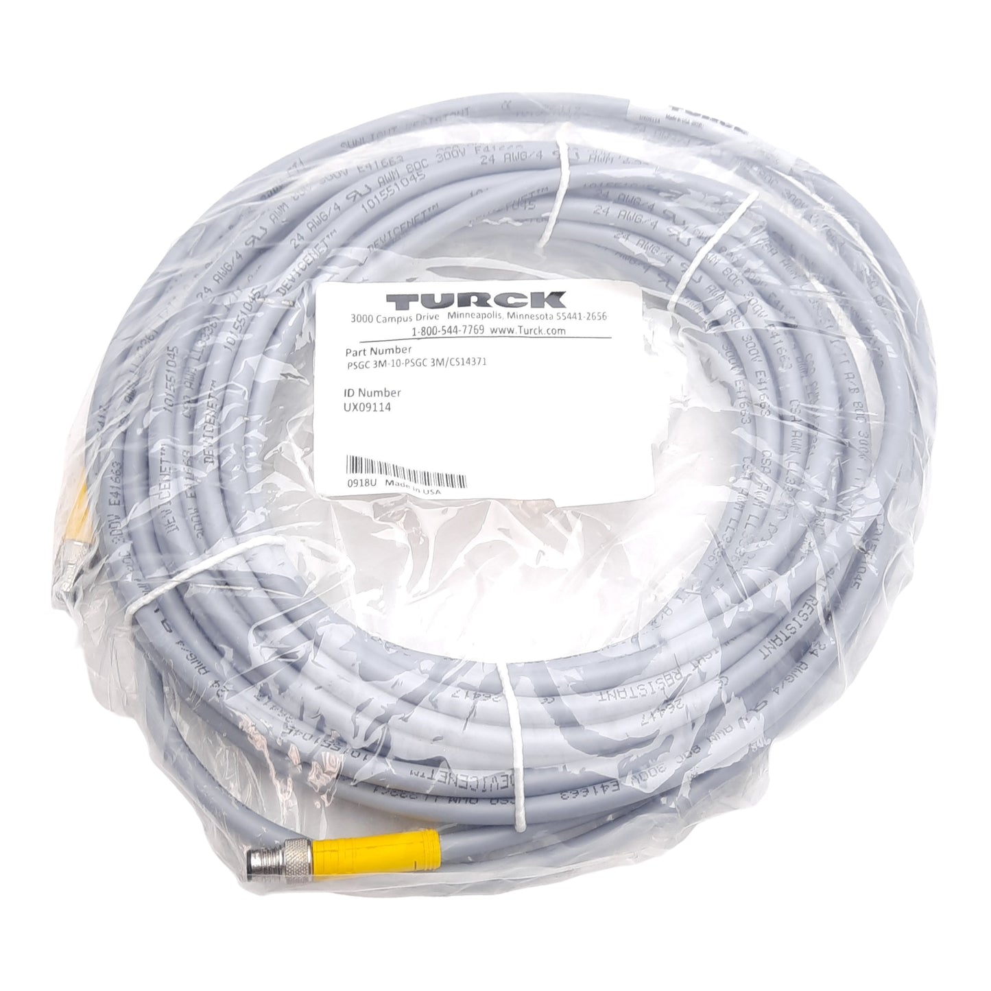 New Turck PSGC 3M-10-PSGC 3M/CS14731 Cordset, 125V 4A, Picofast M8 3-Pin Male, 10m