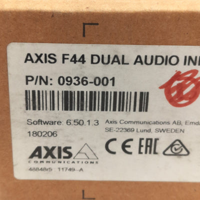 New Axis Communications 0936-001 F44 Dual Audio Input Unit, 8-28VDC, 256MB Flash