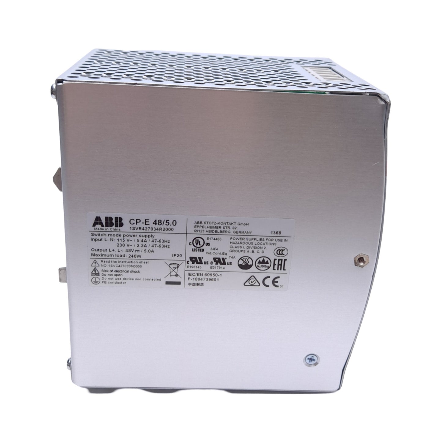 New ABB 1SVR427034R2000 CP-E 48/5.0 Power Supply, 115/230VAC In, 48VDC 5A 240W Out