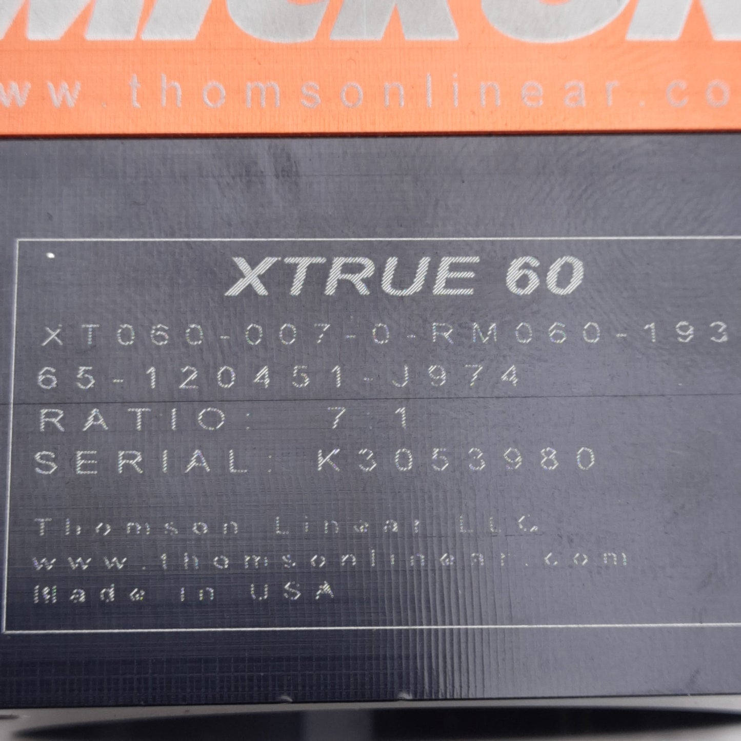 New – Open box Micron XT060-007 XTRUE Planetary Gearhead, 7:1, 13arcmin, ø14mm Shaft, NEMA 23