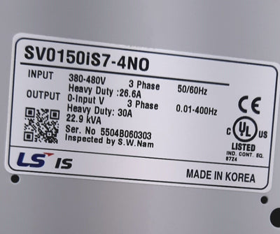 New LS Electric SV0150IS7-4NO Variable Frequency Drive 3 Phase 480VAC 30A 39A