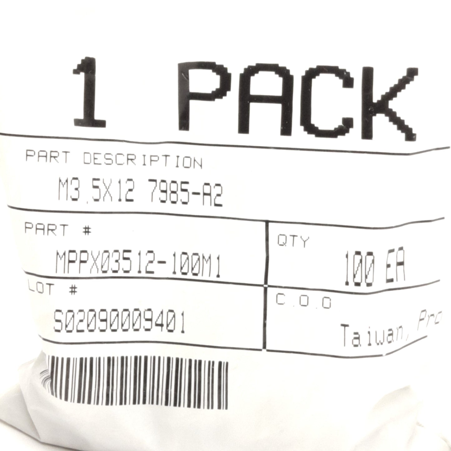 New Lot of 200 M3.5 x 12 DIN 7985-A2 Stainless Steel Phillips Panhead Machine Screws