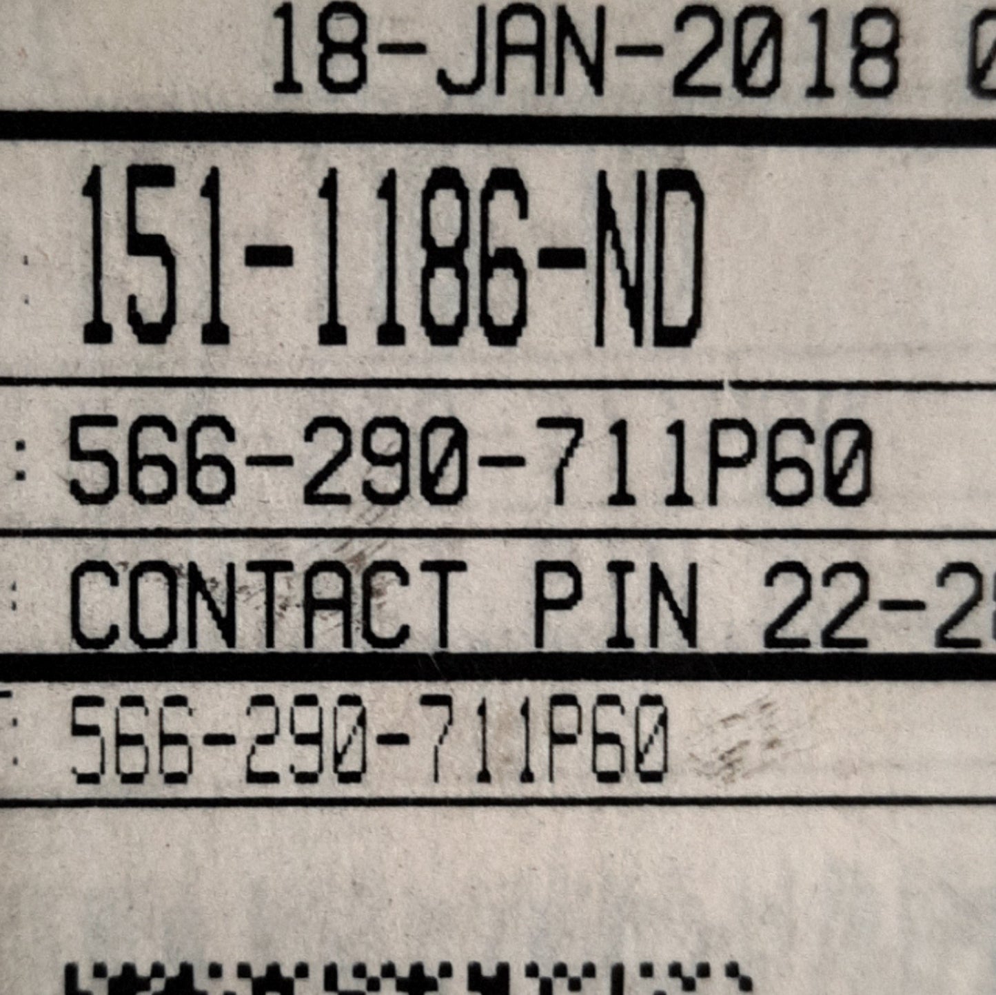 New – Open box Lot of 180 EDAC 566-290-711 Tin Plated Contact Pin, 22-28AWG, Crimp Contact