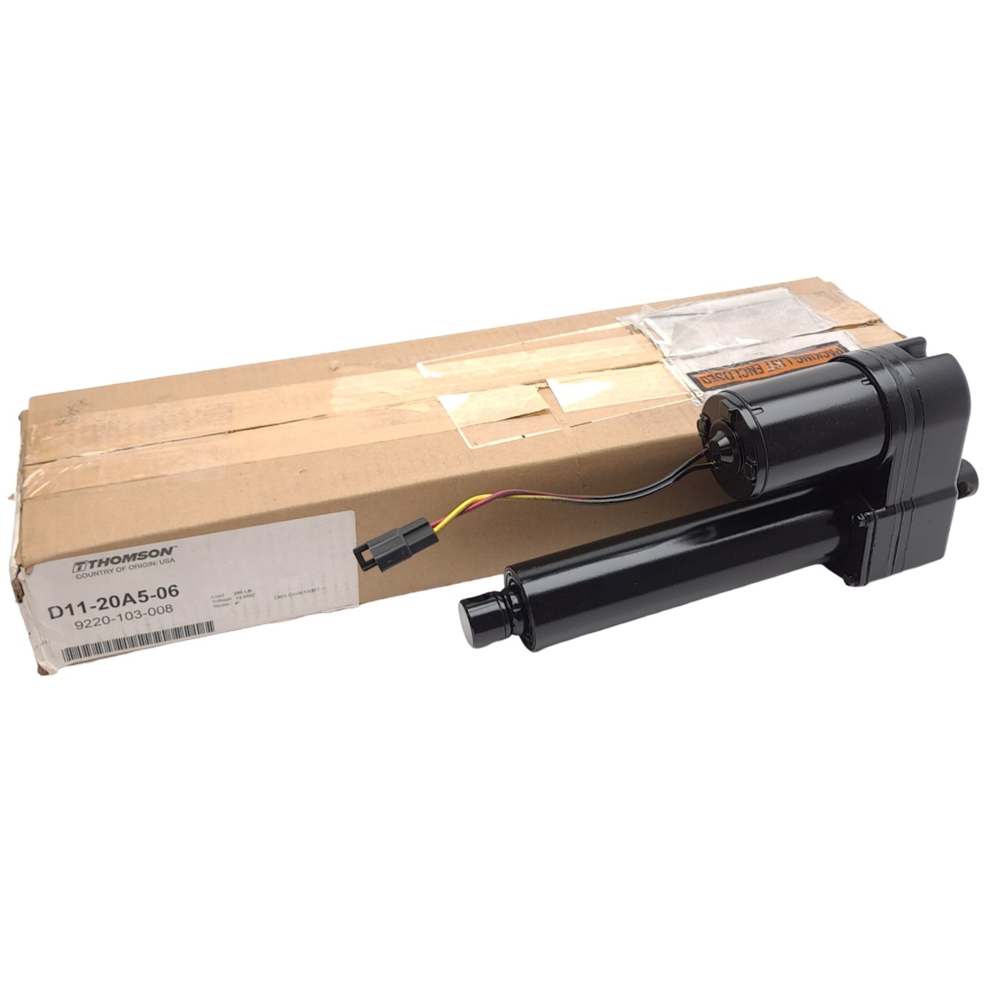 New Thomson D11-20A5-06 Actuator, 12VDC, 6in Stroke, 500lbf Dynamic Load, 7in Cable