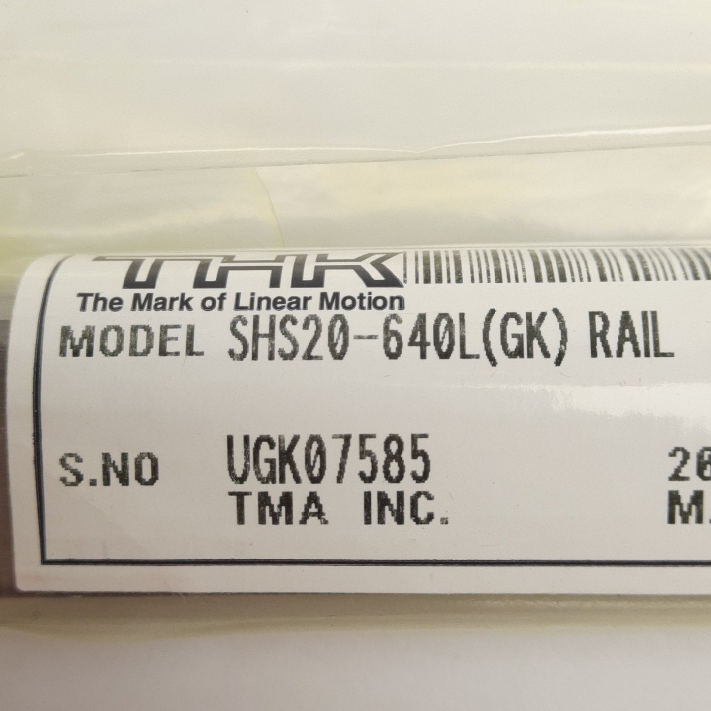New THK SHS20-640L(GK) Linear Guide Rail, 640mm L x 20mm W x 16.5mm H, 60mm Pitch