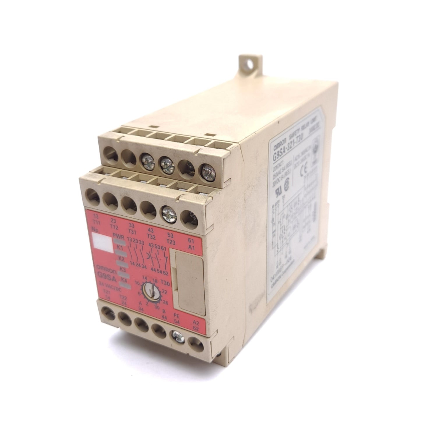 Used Omron G9SA-321-T30 Safety Relay Unit, 24VAC/DC, 3PST-NO, 30-Second Delay