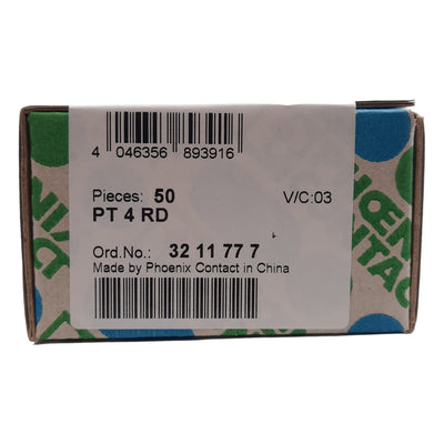 New Lot of 50 Phoenix Contact 3211777 Feedthrough Terminal Block, 600V 30A, DIN Rail