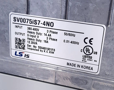 New LS Electric SV0075IS7-4NO Variable Frequency Drive 3 Phase 480VAC 24A 16A