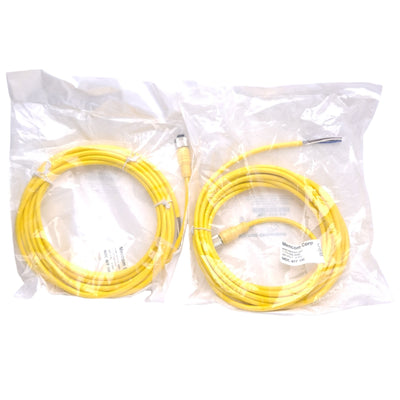 New Lot of 2 Mencom MDC-4FP-5M Cordset, M12 4-Pin Female to Flying Leads, 5m Length