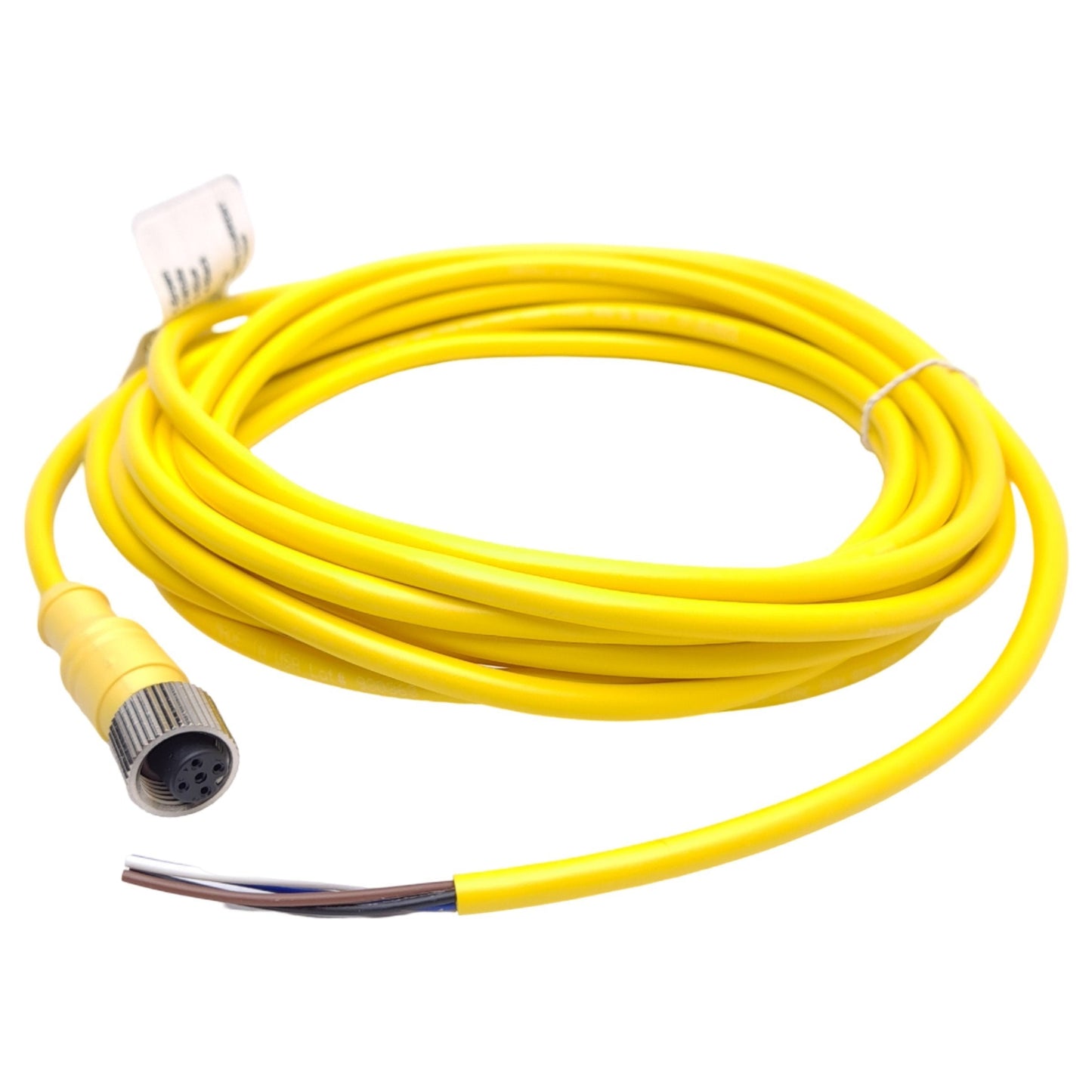 New Lot of 2 Mencom MDC-4FP-5M Cordset, M12 4-Pin Female to Flying Leads, 5m Length