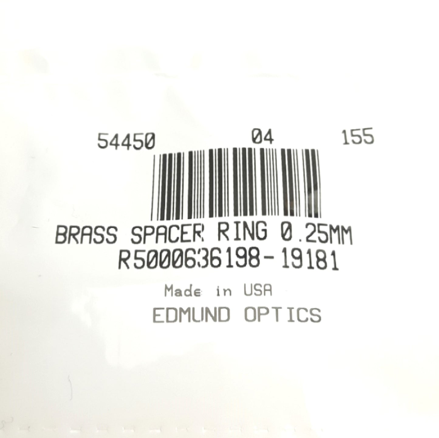 New Lot of 2 Edmund Optics 54-450 / 54450 Brass Spacer Ring 0.25mm, C-Mount