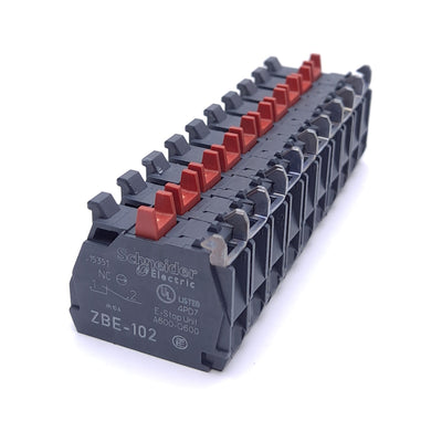 New – Open box Lot of 10 Schneider Electric ZBE102 Contact Block, 1 NC, For 22mm Pushbutton