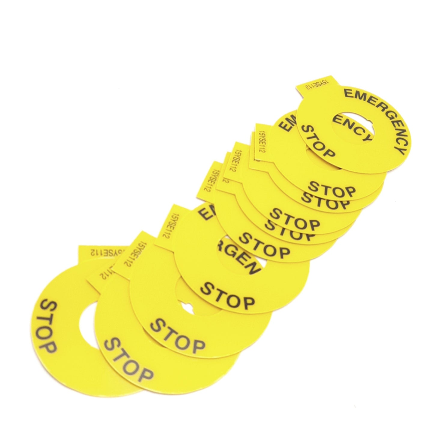 New Lot of 10 Allen Bradley 800F-15YSE112 22mm Pushbutton "Emergency Stop" Legends