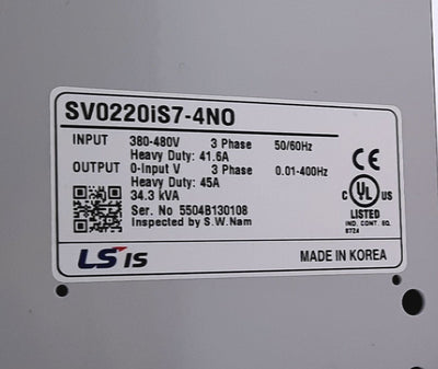 New LS Electric SV0220IS7-4NO Variable Frequency Drive 3 Phase 480VAC 61A 45A