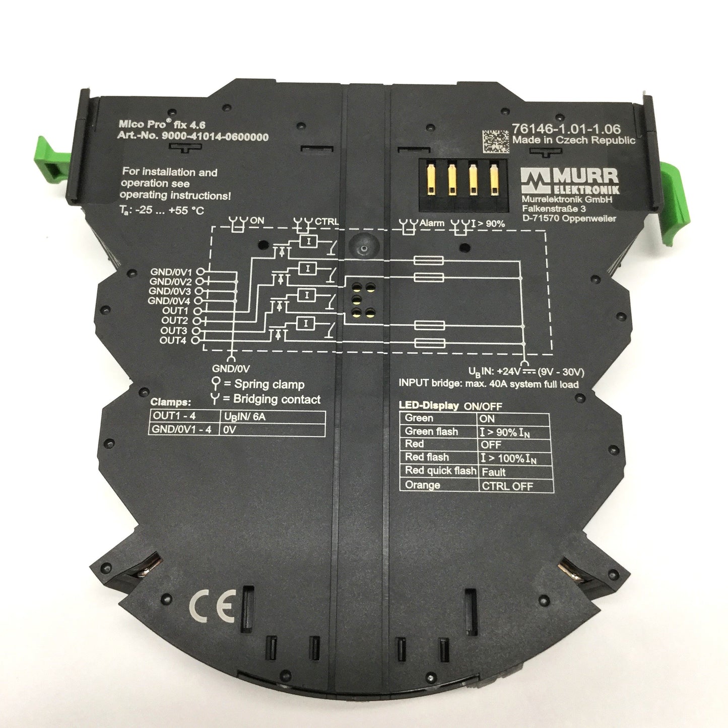 Used Murr 9000-41014-0600000 Mico Pro fix 4.6 Electronic Circuit Protector, 4-Channel