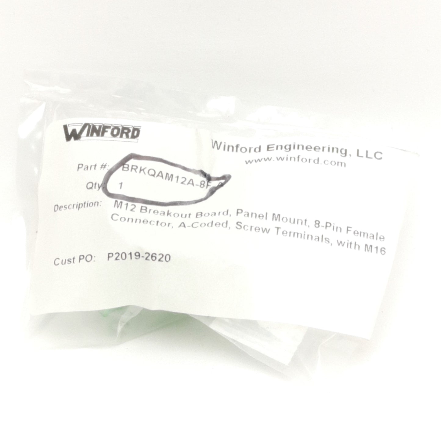 New Winford BRKQAM12A-8F-A Breakout Board, M12 8-Pin Female To Screw Terminals