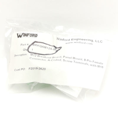 New Winford BRKQAM12A-8F-A Breakout Board, M12 8-Pin Female To Screw Terminals