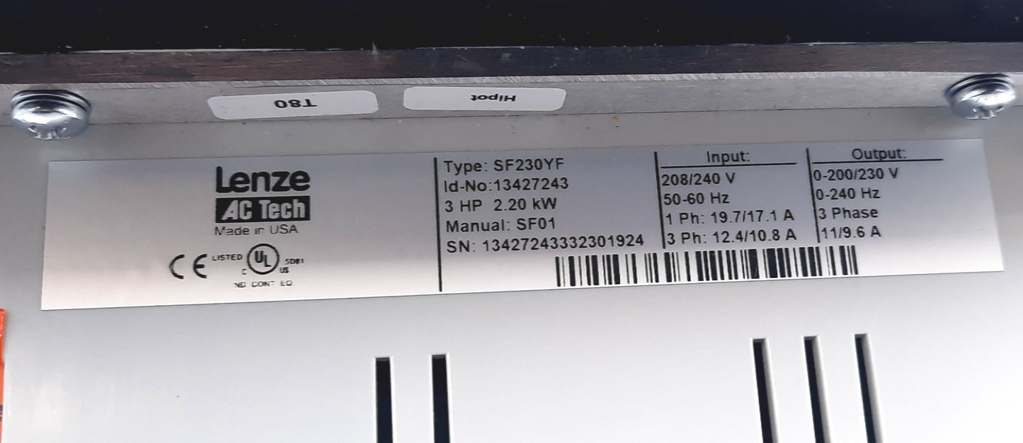 New Lenze SF230YF Frequency Inverter AC Motor Drive 1 or 3 Phase Input 208/240VAC