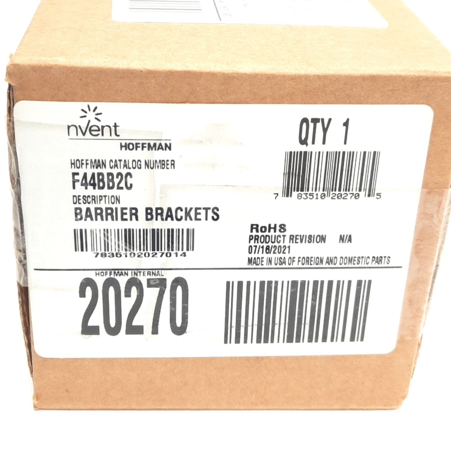 New Nvent Hoffman F44BB2C 2-Compartment Barrier Kit, 3Ft, 4in x 4in x 1in Dimensions