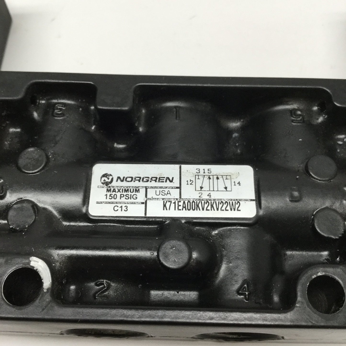 Used Norgren K71EA00KV2KV22W2 Inline Spool Solenoid Valve 5-Port, 2-Position 24VDC